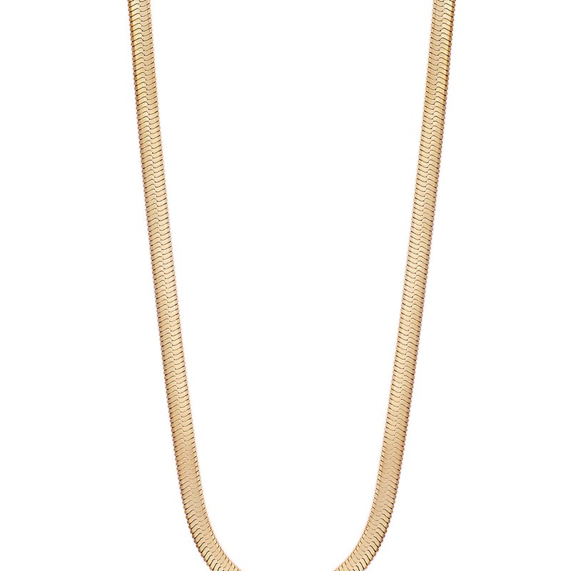 Shop Simply Rhona Crystal Stone Herringbone Chain Necklace In 18k Gold Plated Stainless Steel