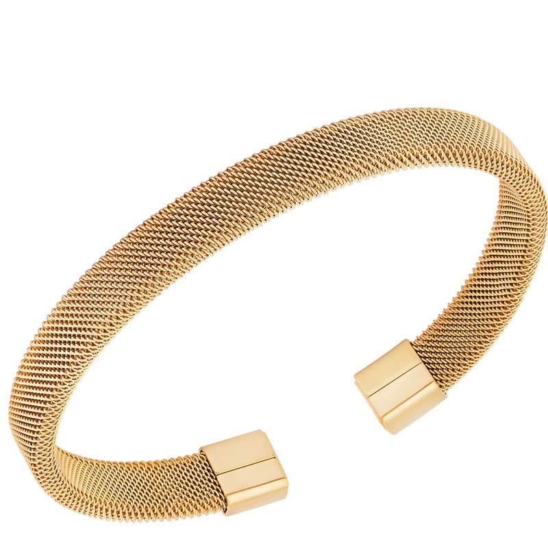 Simply Rhona Cuff Bangle Bracelet In 18k Gold Plated Stainless Steel