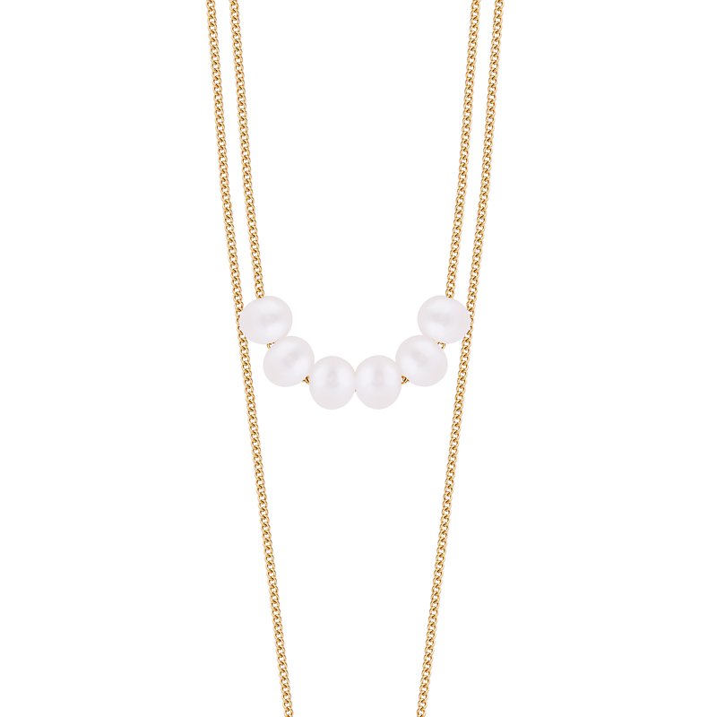 Shop Simply Rhona Double Row Pearl Necklace In 18k Gold Plated Stainless Steel