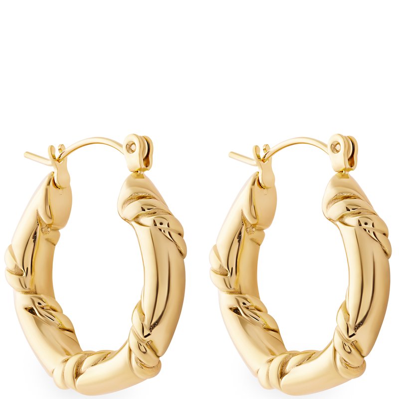 Simply Rhona Double Twisted Hoop Earrings In 18k Gold Plated Stainless Steel