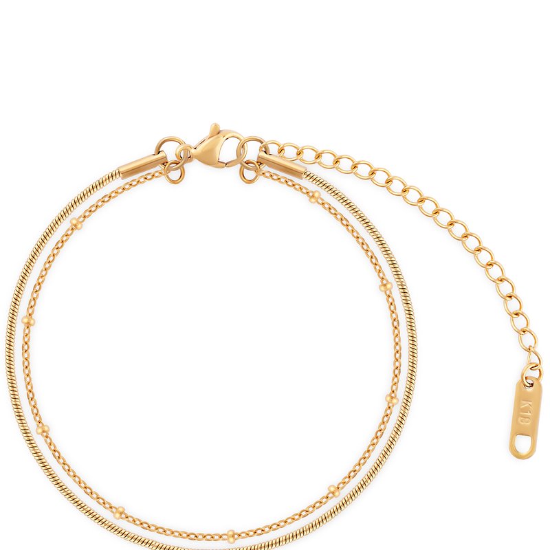 Simply Rhona Dual Chain Double Layer Chain Bracelet In 18k Gold Plated Stainless Steel