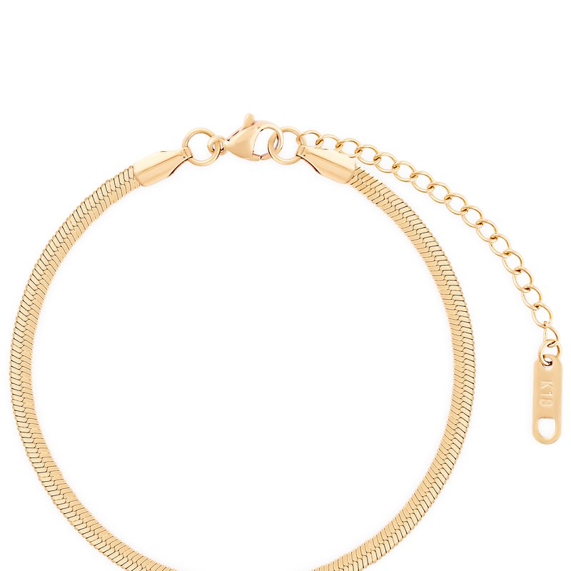 Simply Rhona Elegant Herringbone Chain Bracelet In 18k Gold Plated Stainless Steel