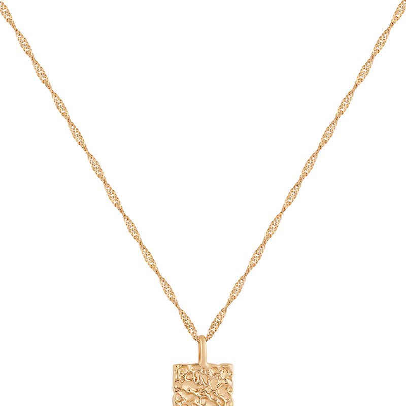 Shop Simply Rhona Etched Pendant Necklace In 18k Gold Plated Stainless Steel