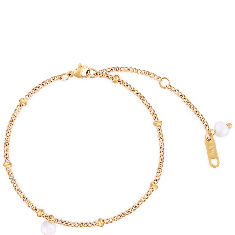 Simply Rhona Fine Chain Bead Bracelet In 18k Gold Plated Stainless Steel