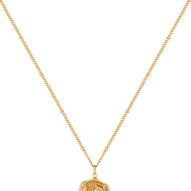 Shop Simply Rhona Floral Charm Bead Chain Necklace In 18k Gold Plated Stainless Steel