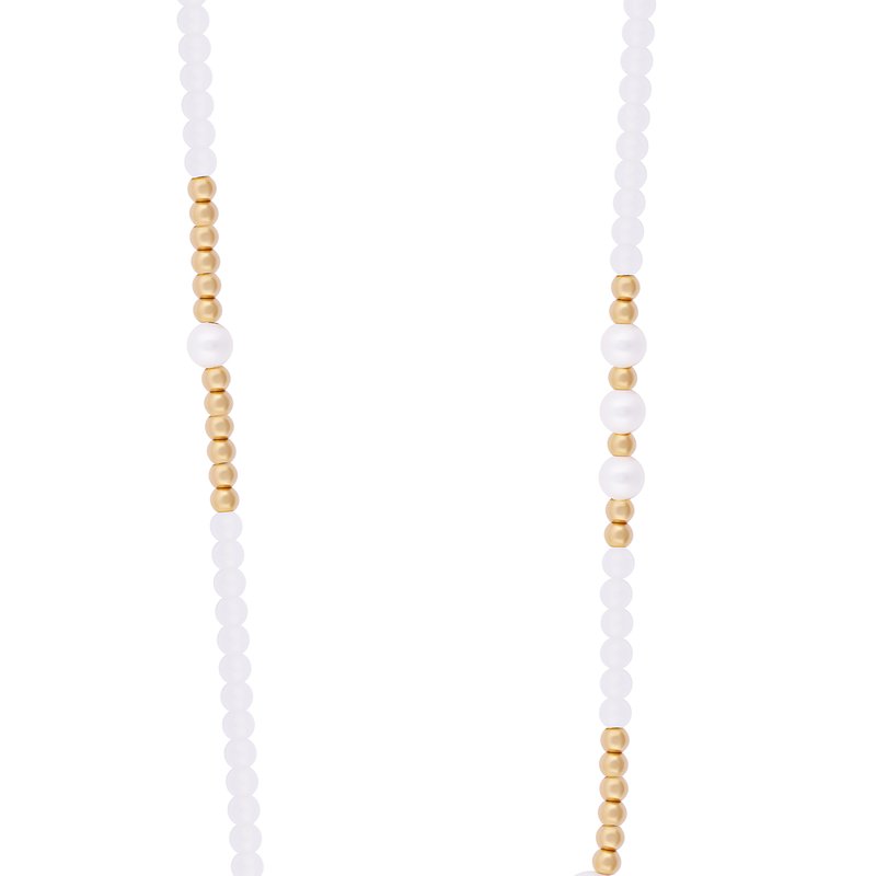 Shop Simply Rhona Freshwater Pearl Bead Necklace In 18k Gold Plated Stainless Steel