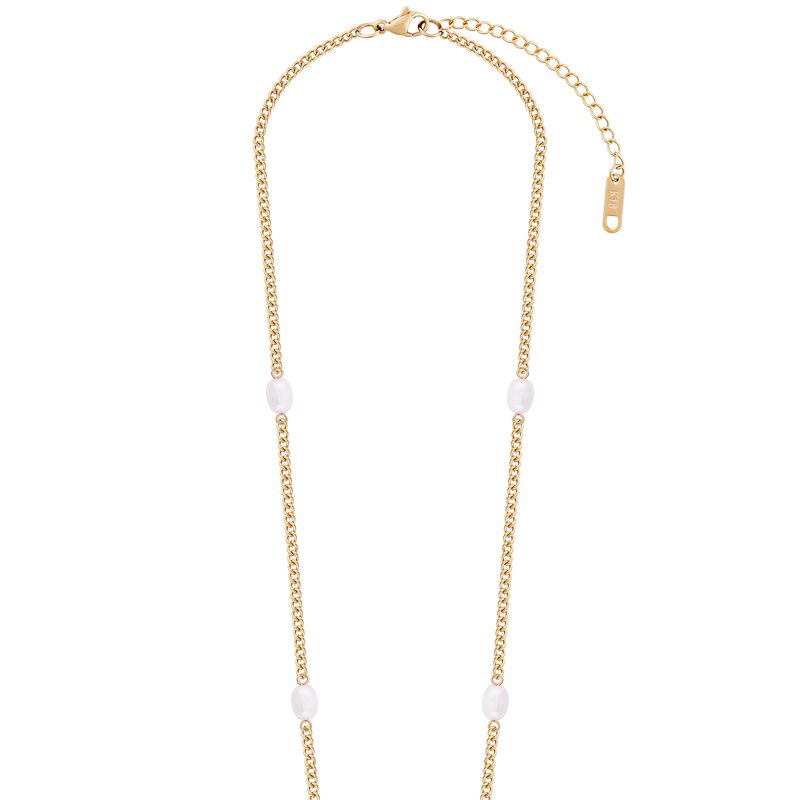 Shop Simply Rhona Grace Peal Necklace In 18k Gold Plated Stainless Steel