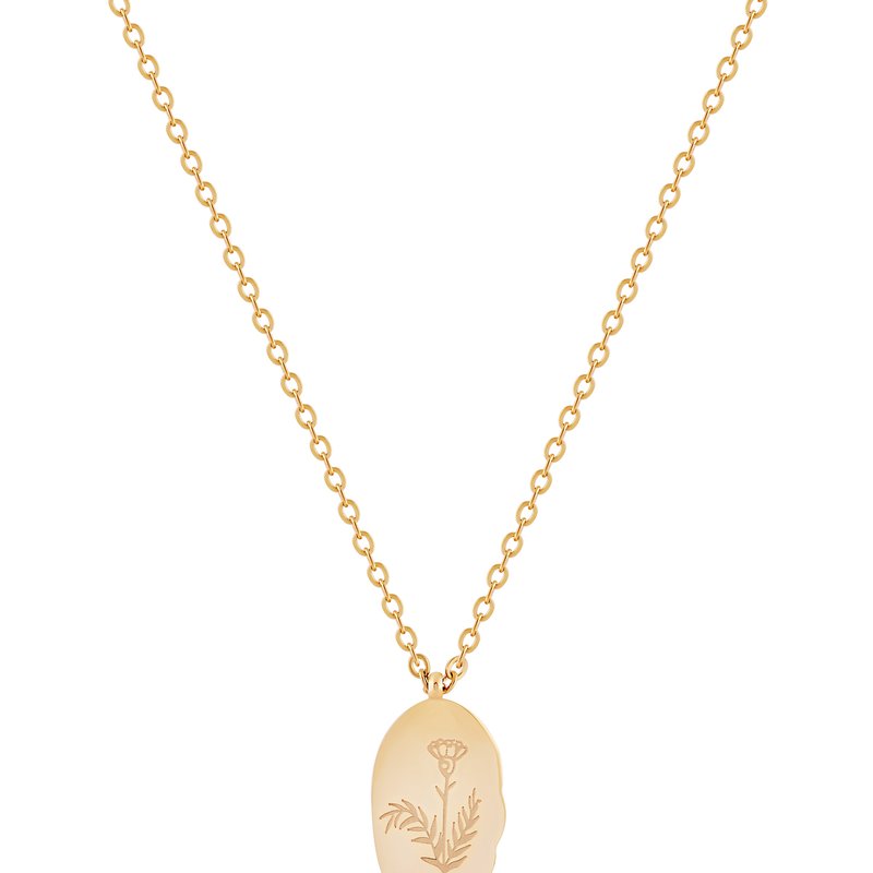 Shop Simply Rhona January Month Engraved Flower Pendant In 18k Gold Plated Stainless Steel