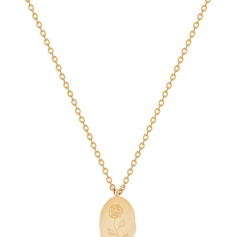 Shop Simply Rhona June Month Engraved Flower Pendant In 18k Gold Plated Stainless Steel