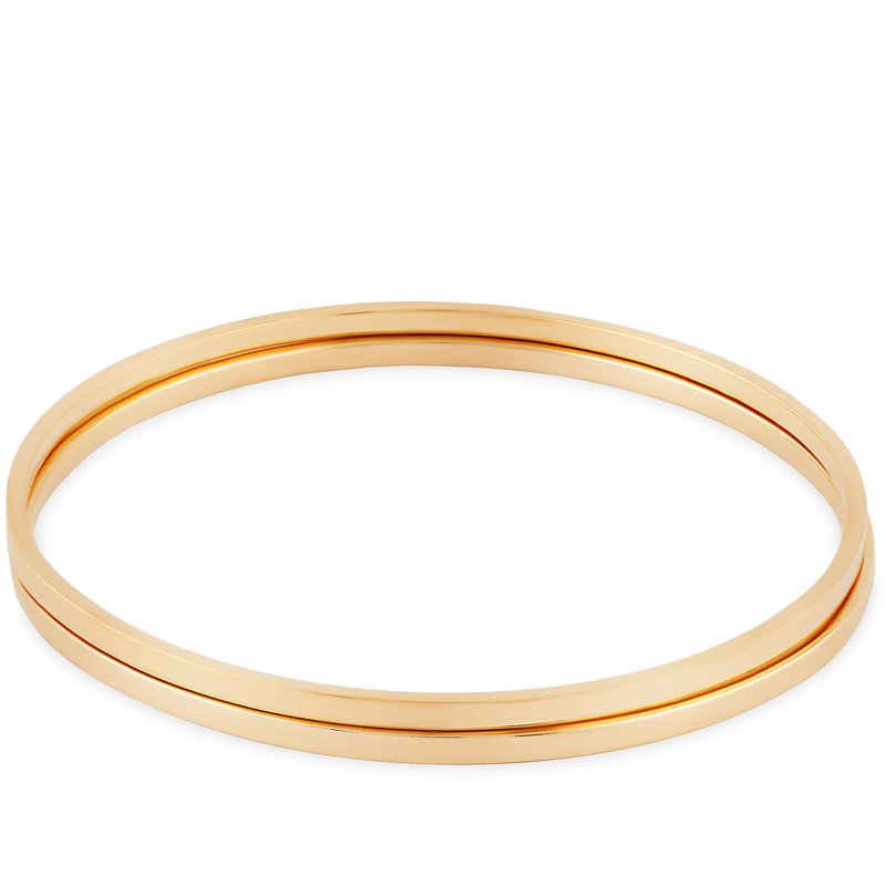Simply Rhona Minimalist Set Of 2 Stacking Bangles In 18k Gold Plated Stainless Steel