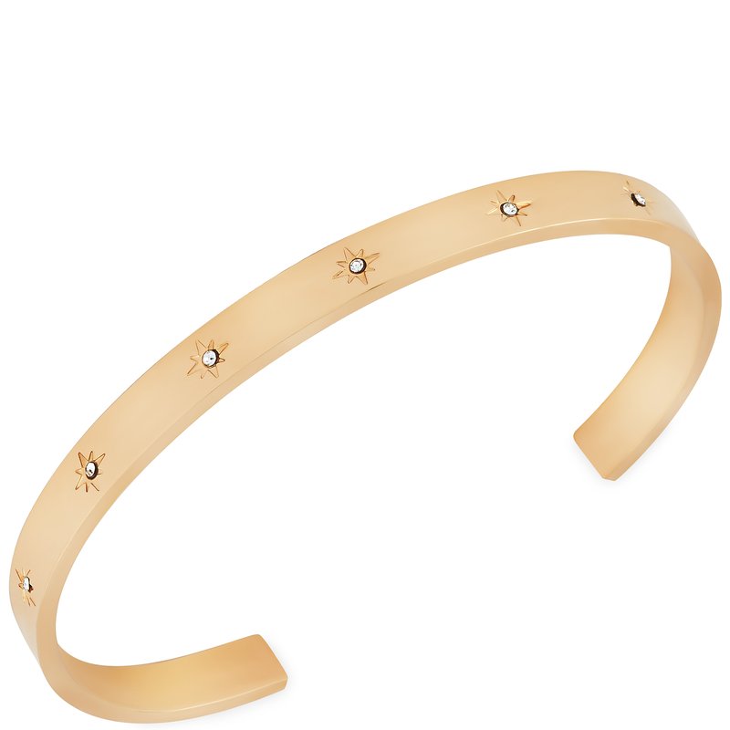 Simply Rhona North Star Cuff Bangle In 18k Gold Plated Stainless Steel