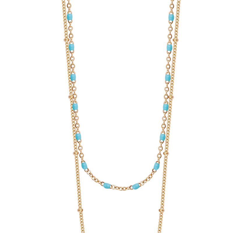 Shop Simply Rhona Opulence Layered Bead Chain Necklace In 18k Gold Plated Stainless Steel