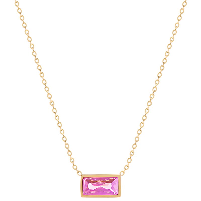 Shop Simply Rhona Pink Gem Choker Necklace In 18k Gold Plated Stainless Steel