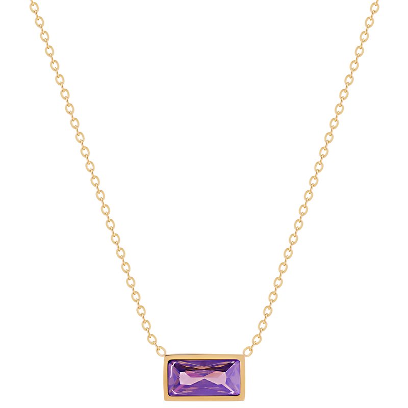 Shop Simply Rhona Purple Gem Choker Necklace In 18k Gold Plated Stainless Steel