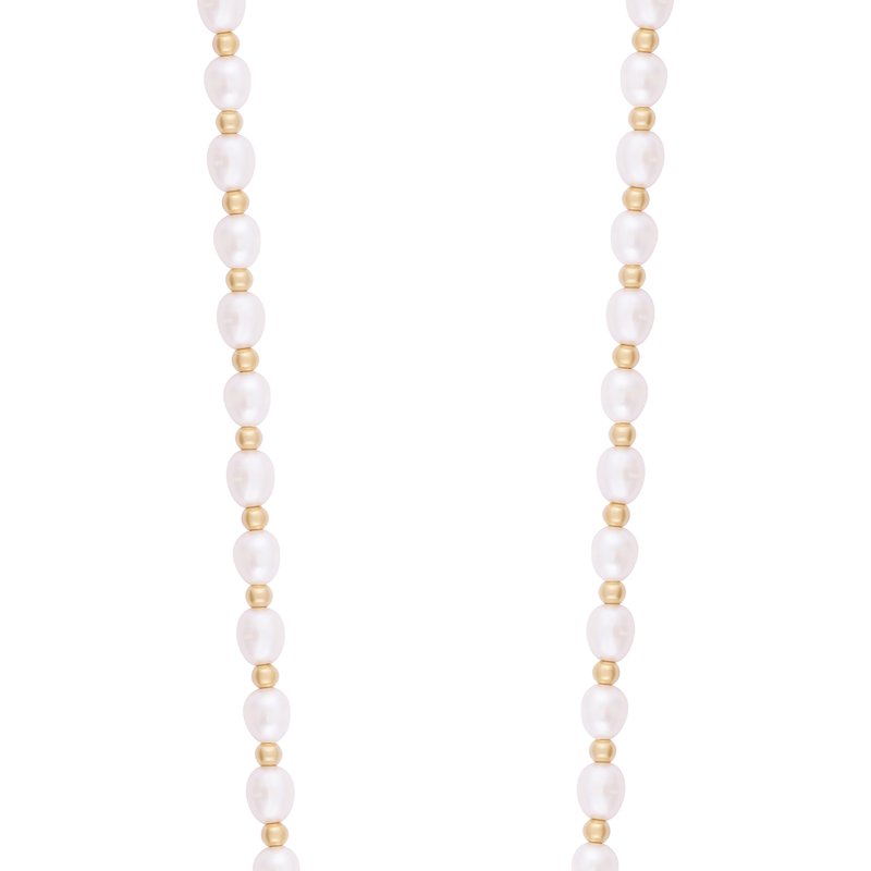 Shop Simply Rhona Regal Peal Necklace In 18k Gold Plated Stainless Steel