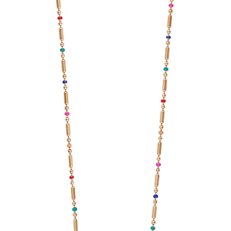 Shop Simply Rhona Spirited Bohemian Multi-color Enamel Necklace In 18k Gold Plated Stainless Steel