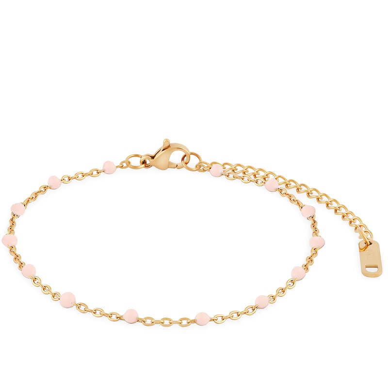 Simply Rhona Spirited Boho Pink Enamel Bracelet In 18k Gold Plated Stainless Steel