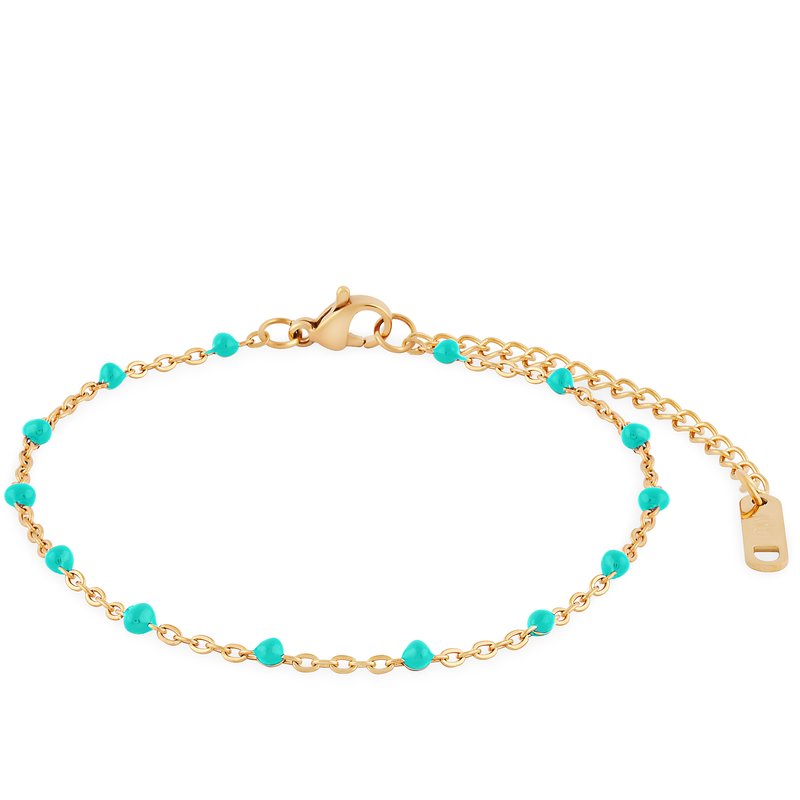 Simply Rhona Spirited Boho Turquoise Enamel Bracelet In 18k Gold Plated Stainless Steel