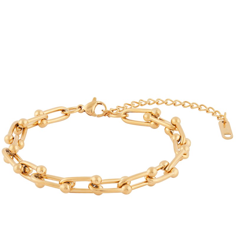 Simply Rhona Statement Chain Bracelet In 18k Gold Plated Stainless Steel
