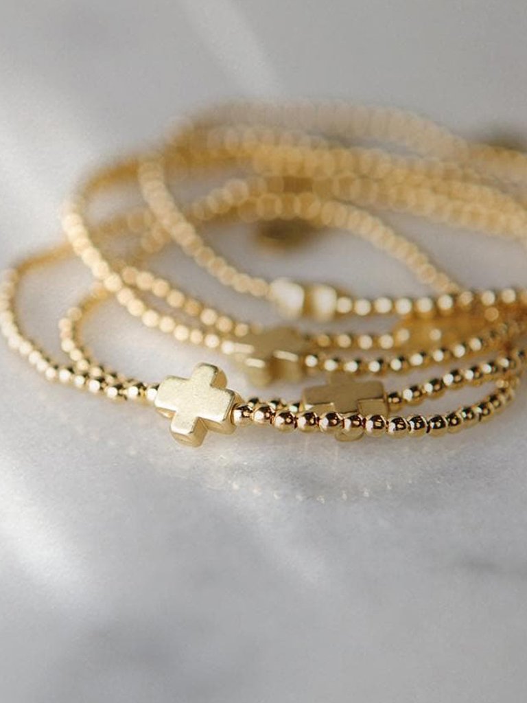 Faith Over Fear Stretch Bracelet, Mexican Agate - Gold