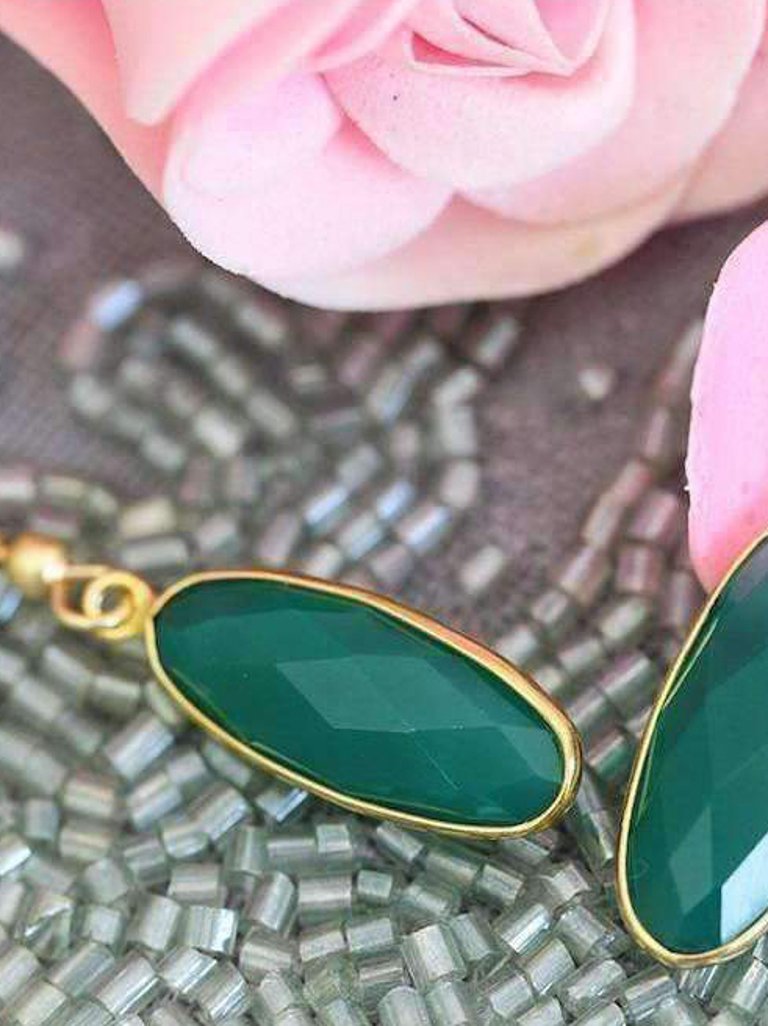 Kavya Green Onyx Earrings - Green