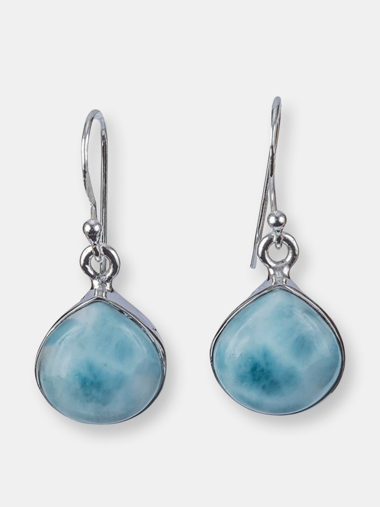 Larimar Heart Sterling Dangle Earrings - Blue