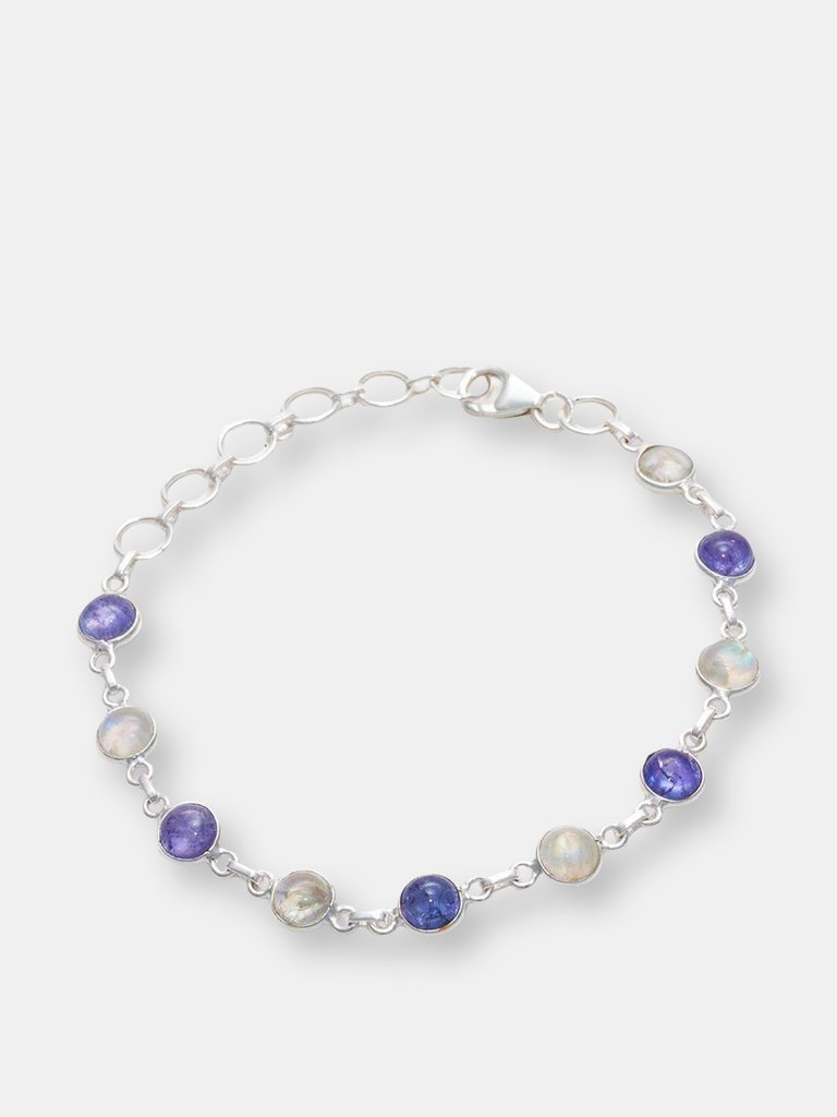 Tanvi Lapis Lazuli + Rainbow Moonstone Bracelet - Blue