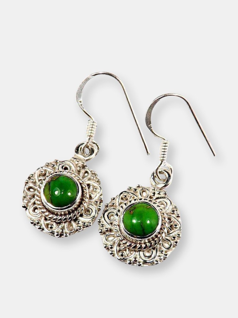 Tivra Gemstone Earrings - Green Copper Turquoise