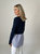 Leena Mixed Media Sweater - Navy