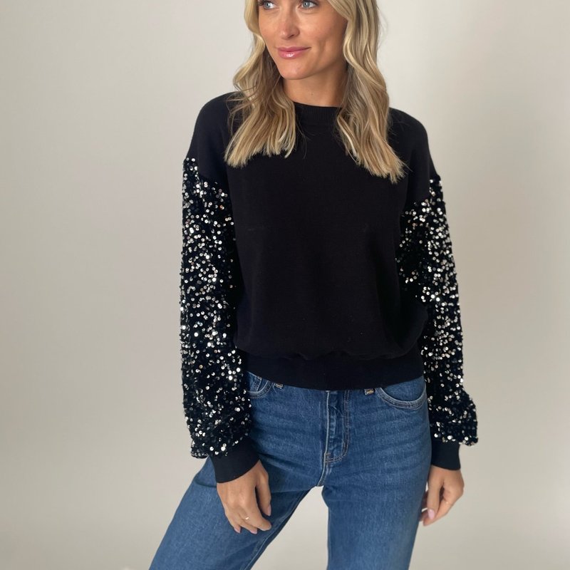 Six Fifty Out Of Sight Sequin Top In Black