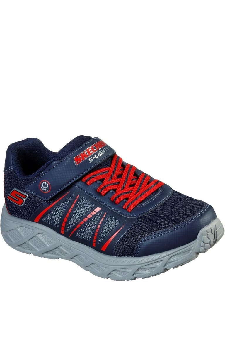 Skechers Boys S Lights Dynamic Flash Sneakers (Navy/Red) - Navy/Red