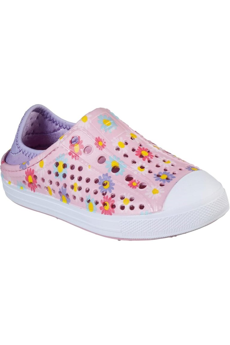 Skechers Girls Hello Daisy Shoes (Pink/White Print) - Pink/White Print