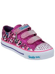Skechers Girls Twinkle Toes Shuffles Glitter Trainers/Sneakers (Hot Pink/Multi) - Hot Pink/Multi