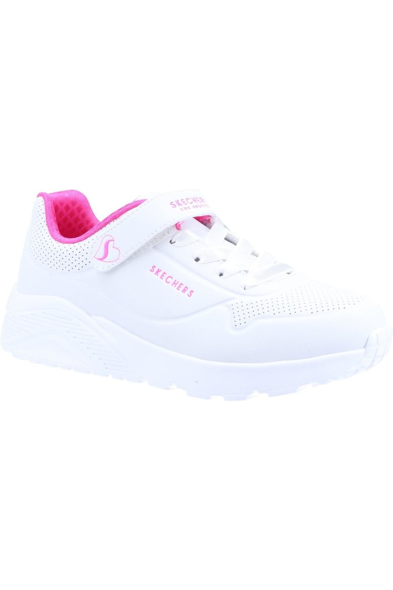 Skechers Girls Uno Lite Sneakers (White/Hot Pink) - White/Hot Pink