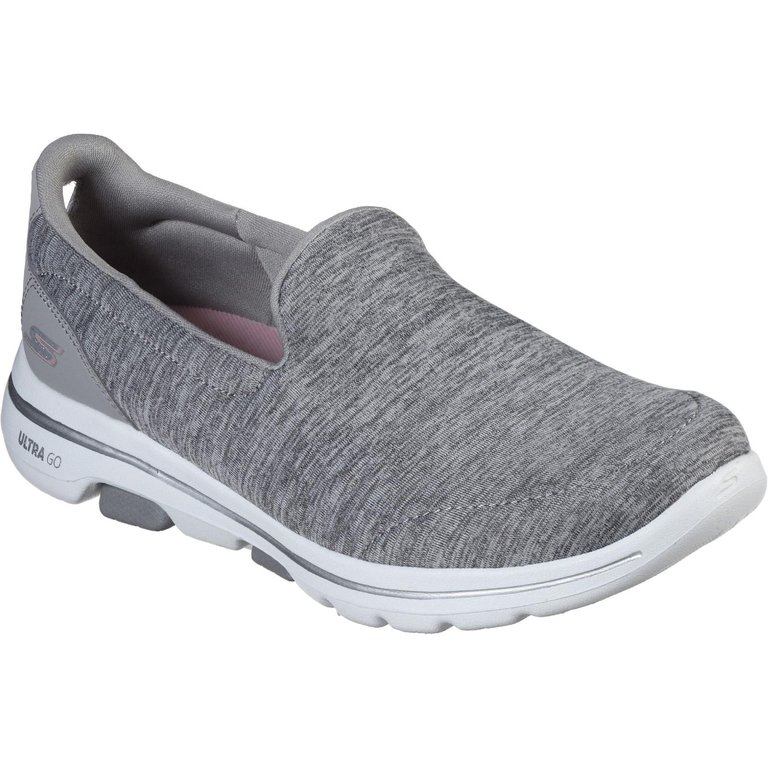 Womens/Ladies Go Walk 5-Honor Slip On Sneaker - Gray - Gray