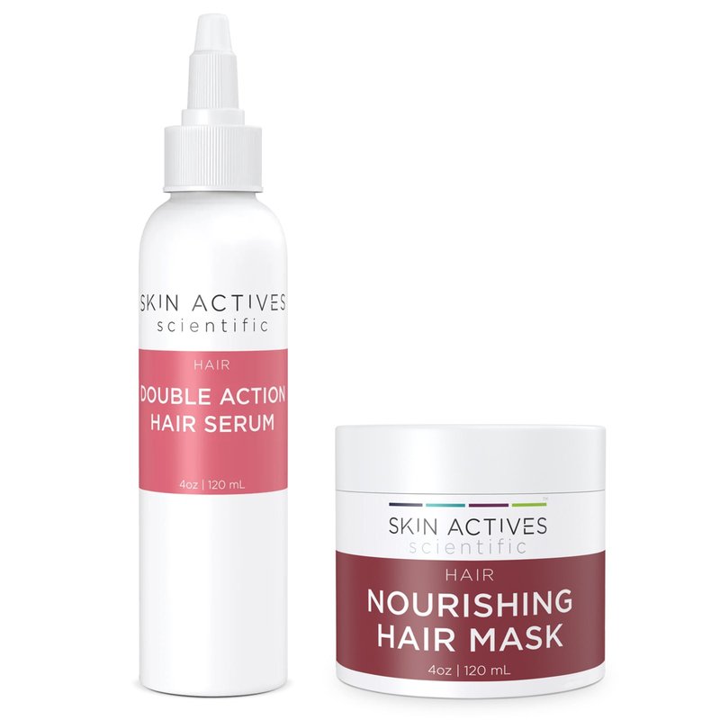 Skin Actives Scientific Double Action Hair Serum & Nourishing 4oz Hair Mask Set