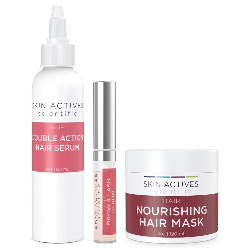 Skin Actives Scientific Double Action Hair Serum & Nourishing 4oz Hair Mask With Brow & Lash Serum S