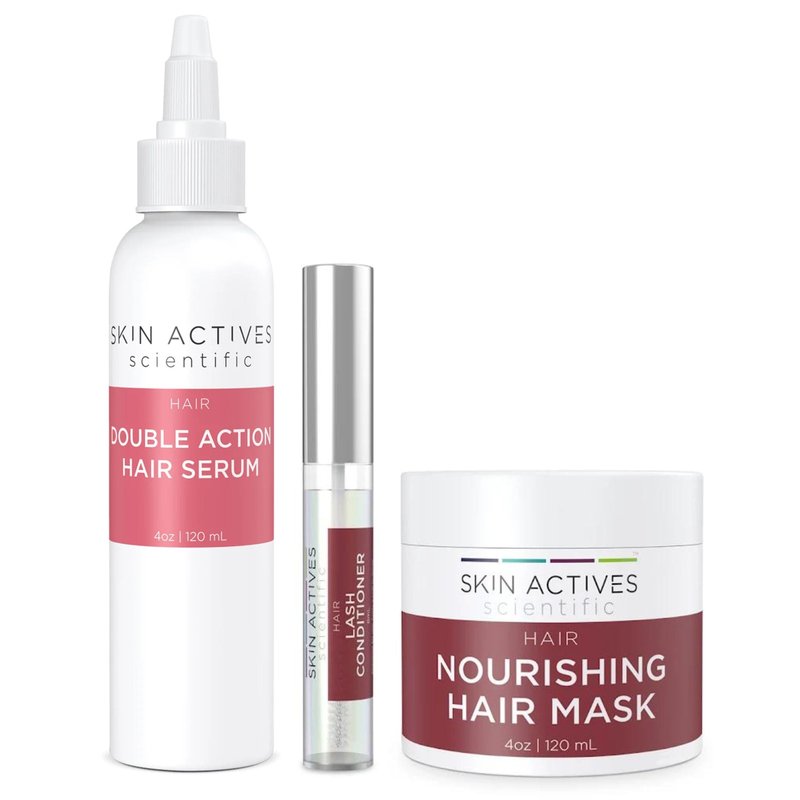 Skin Actives Scientific Double Action Hair Serum & Nourishing Hair Mask With Brow & Lash Conditioner Set