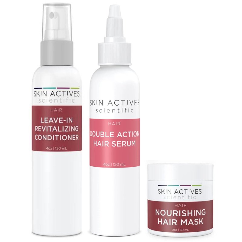 Skin Actives Scientific Double Action Hair Serum & Revitalizing Conditioner With Nourishing 2oz Hair Mask Set