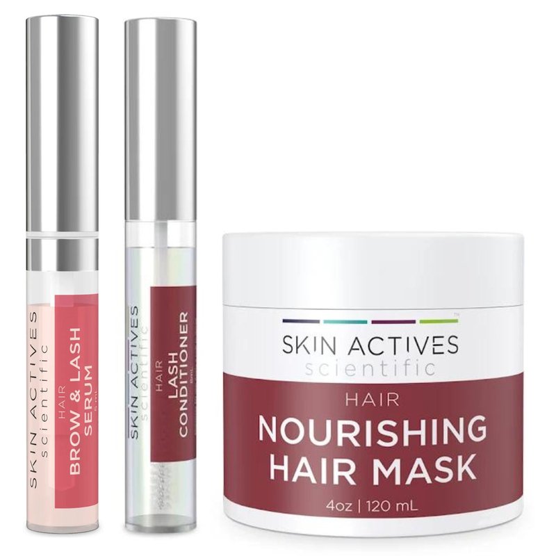 Skin Actives Scientific Nourishing 4oz Hair Mask W/ Brow & Lash Serum And Enhancing Conditioner Set