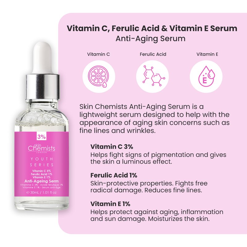 Shop Skinchemists Anti-aging Vitamin C, Ferulic Acid & Vitamin E Serum 30ml