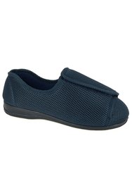 Unisex Adult Terry Extra Wide Slippers - Navy Blue - Navy Blue