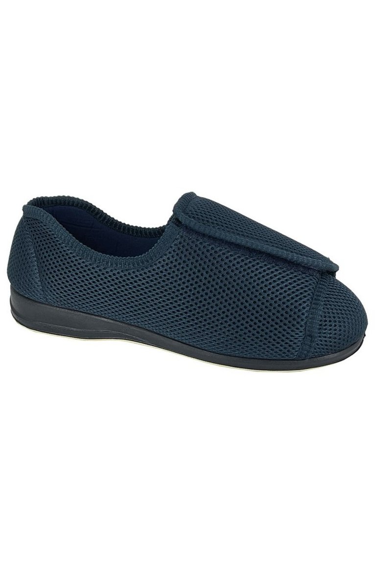Unisex Adult Terry Extra Wide Slippers - Navy Blue - Navy Blue