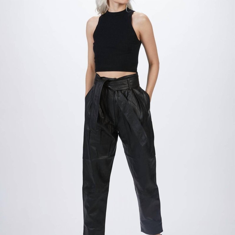 Shop Smythe Pleated Leather Pant In Black