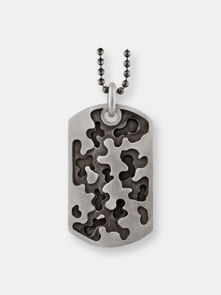 Camouflage Dog Tag Necklace - Sterling Silver