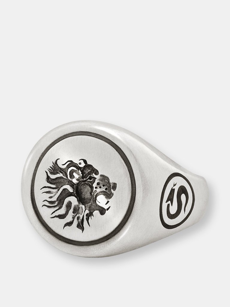 Lion Signet Ring - Sterling Silver