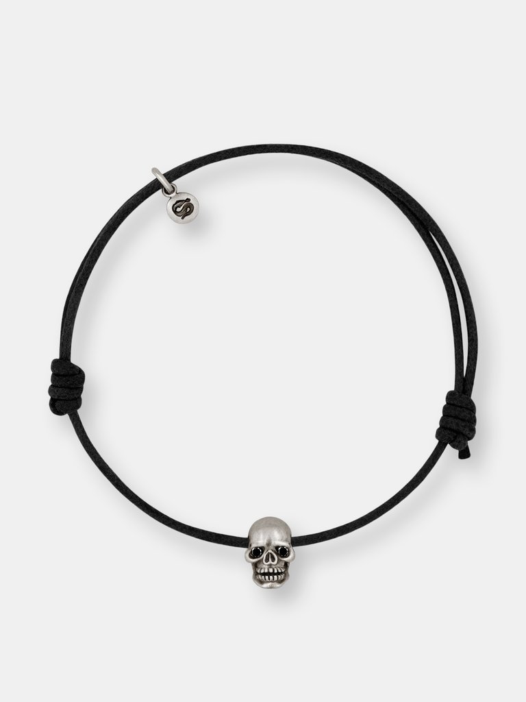Skull Bracelet in Oxidized Silver with Black Diamond Eyes