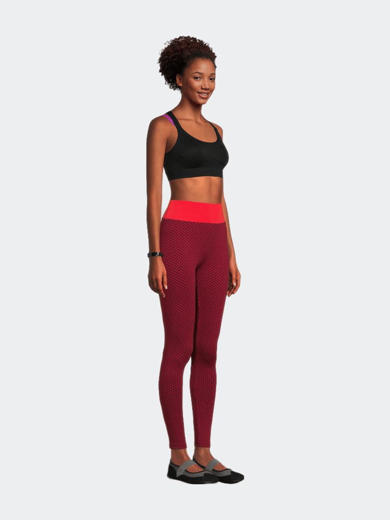 Legging Solid High Waisted Bubble Stretchable Fabric - Red