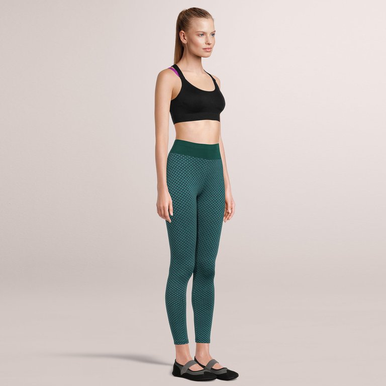 Legging Solid High Waisted Bubble Stretchable Fabric - Teal
