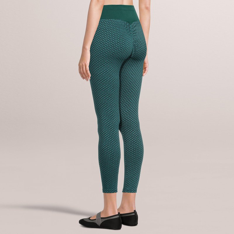 Sobeyo Legging Solid High Waisted Bubble Stretchable Fabric In Green